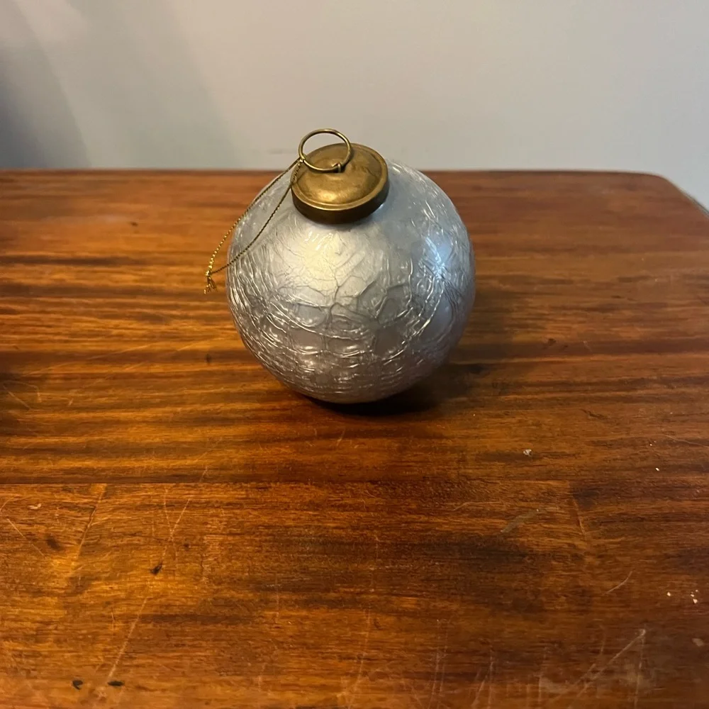 Restoration Hardware Mercury Glass Heavy Christmas ornament silver 3.75”
